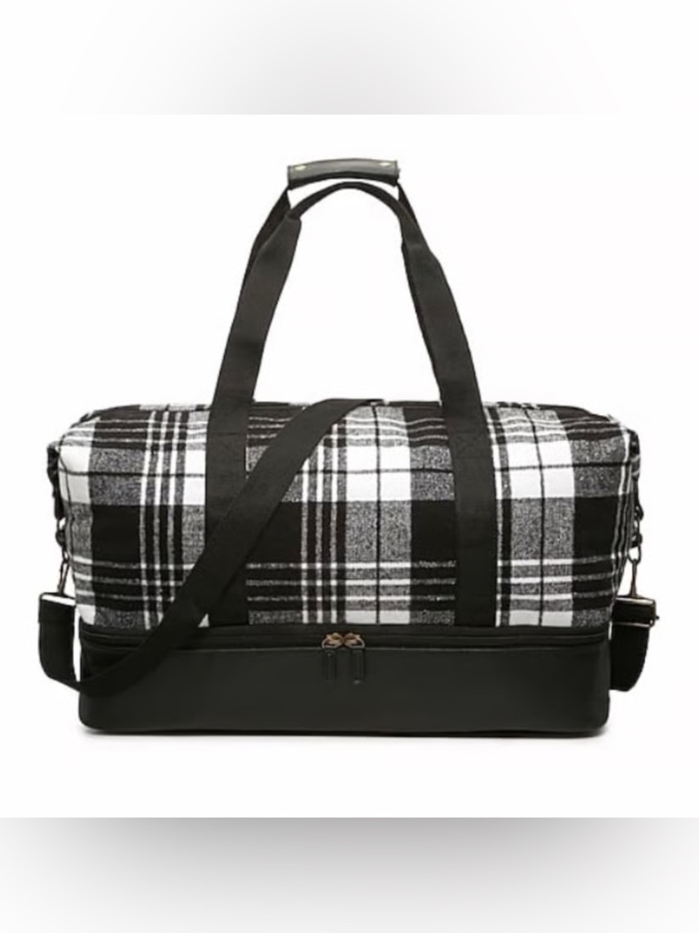 NWT DSW Plaid Weekender Duffel Bag Travel Bag w/ Shoe Compartment